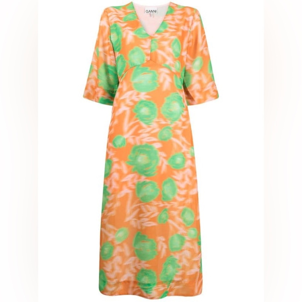 Ganni Floral Print Midi Dress